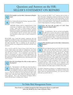 Questions and Answers on the SSR: SELLER`S STATEMENT ON