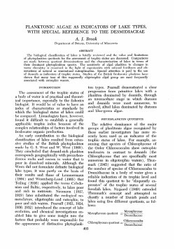 planktonic algae as indicators of lake types, with special reference to