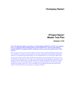 6.1 Project/ Phase Master Test Plan