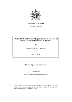 Eco-Civic Regionalisation as the Basis for Local Government