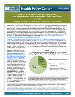 Opting Out of the Medicaid Expansion under the ACA