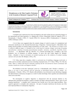 30 Metaphtonymy as the Main Cognitive Mechanism in