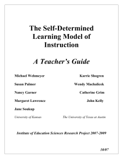 The Self-Determined Learning Model of Instruction A