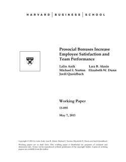 Prosocial Bonuses Increase Employee Satisfaction and Team