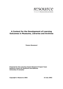 A Context for the Development of Learning Outcomes in Museums