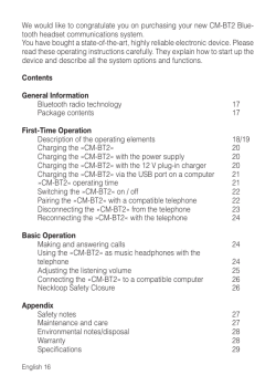 Contents General Information Bluetooth radio technology 17