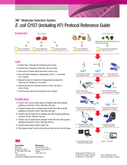 E. coli O157 (including H7) Protocol Reference Guide