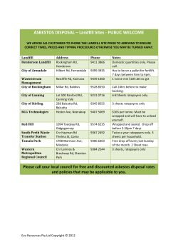 ASBESTOS DISPOSAL &ndash; Landfill Sites - PUBLIC