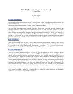 ESI 4312 - Operations Research 1 Syllabus