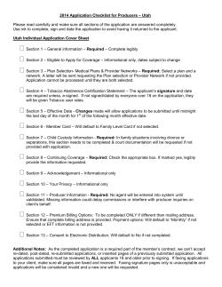 2014 Application Checklist for Producers – Utah