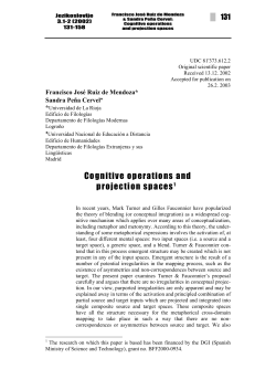 Cognitive operations and projection spaces1