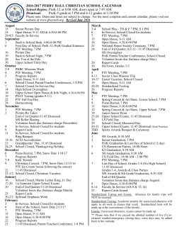 2016-2017 PERRY HALL CHRISTIAN SCHOOL CALENDAR