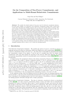 On the Composition of Two-Prover Commitments, and Applications