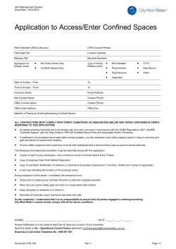 Application to access/enter confined space