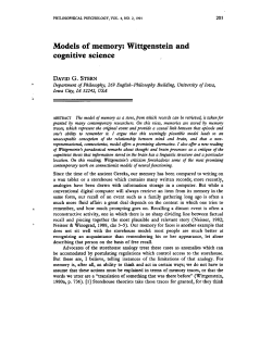 Models of memory: Wittgenstein and cognitive science