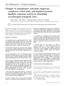 Changes of endoplasmic reticulum chaperone complexes, redox