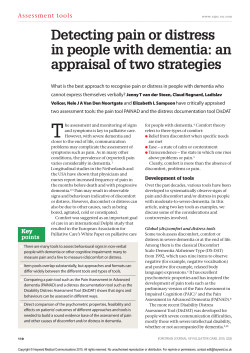Detecting pain or distress in people with dementia: an appraisal of
