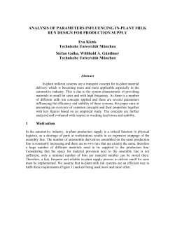 Analysis Of Parameters Influencing In-Plant Milk Run