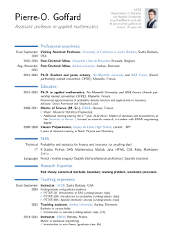 Pierre-O. Goffard &ndash; Assistant professor in applied mathematics