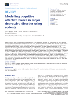 Modelling cognitive affective biases in major depressive disorder