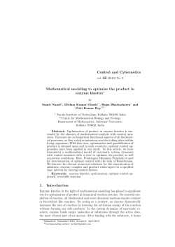 Control and Cybernetics Mathematical modeling to optimize the