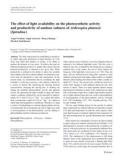 The effect of light availability on the photosynthetic activity and