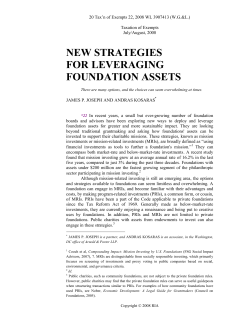 NEW STRATEGIES FOR LEVERAGING FOUNDATION ASSETS