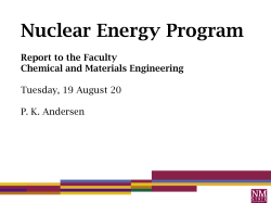 Nuclear Energy Program Report to the Faculty Chemical and