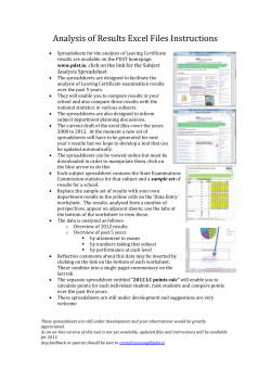 Instructions for Subject Analysis Spreadsheets