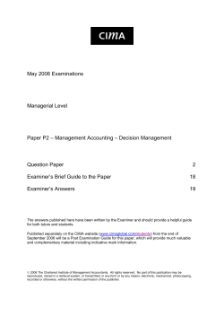 May 2006 Examinations Managerial Level Paper P2