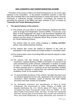 NSIC Consortia and Tender Marketing Scheme