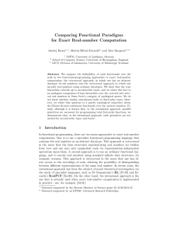 Comparing Functional Paradigms for Exact Real