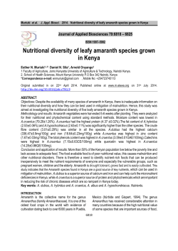 Nutritional diversity of leafy amaranth species grown in Kenya