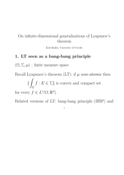 On infinite-dimensional generalizations of Lyapunov`s theorem 1. LT