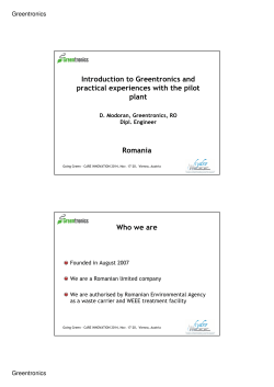 Introduction to Greentronics and practical experiences with the pilot