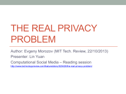 the real privacy problem - Idiap Research Institute