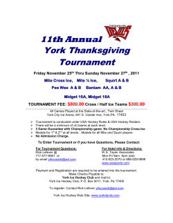 11th Annual York Thanksgiving Tournament Friday November 25th
