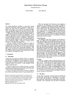 Algorithmic Mechanism Design - Department of Computer Science