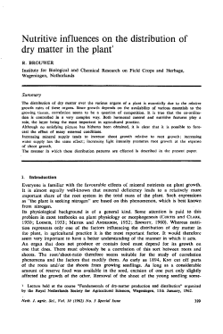 Nutritive influences on the distribution of dry matter in the plant1