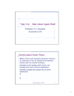 Basic Labour Supply Model Professor HJ Schuetze Economics 370