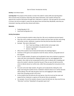 Start of School: Introduction Activity Activity: Circle Name Game