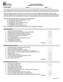 SDSU Talent Search PROGRAM INDIVIDUALIZED LEARNING