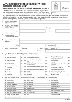application for the registration of a food business establishment