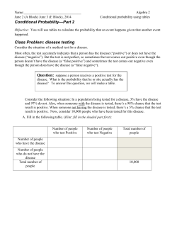Conditional Probability&mdash;Part 2 Class Problem: disease testing