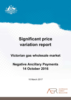 Significant price variation report Victorian gas wholesale market