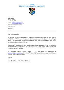 SACRS SOUTH AFRICAN COLORECTAL SOCIETY Dear SACRS