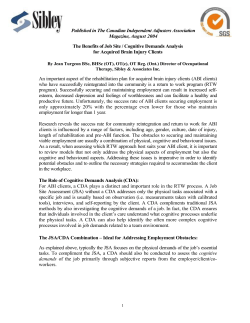 The benefits of job site/cognitive demands analysis for acquired