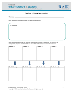 Handout 3: Root Cause Analysis