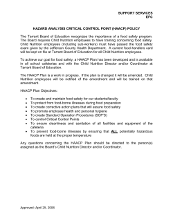 HAACP Policy - Tarrant High School