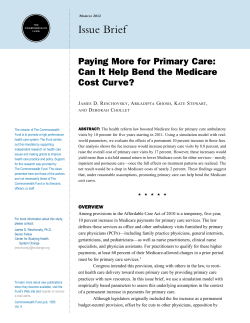 Paying More for Primary Care: Can It Help Bend the Medicare Cost